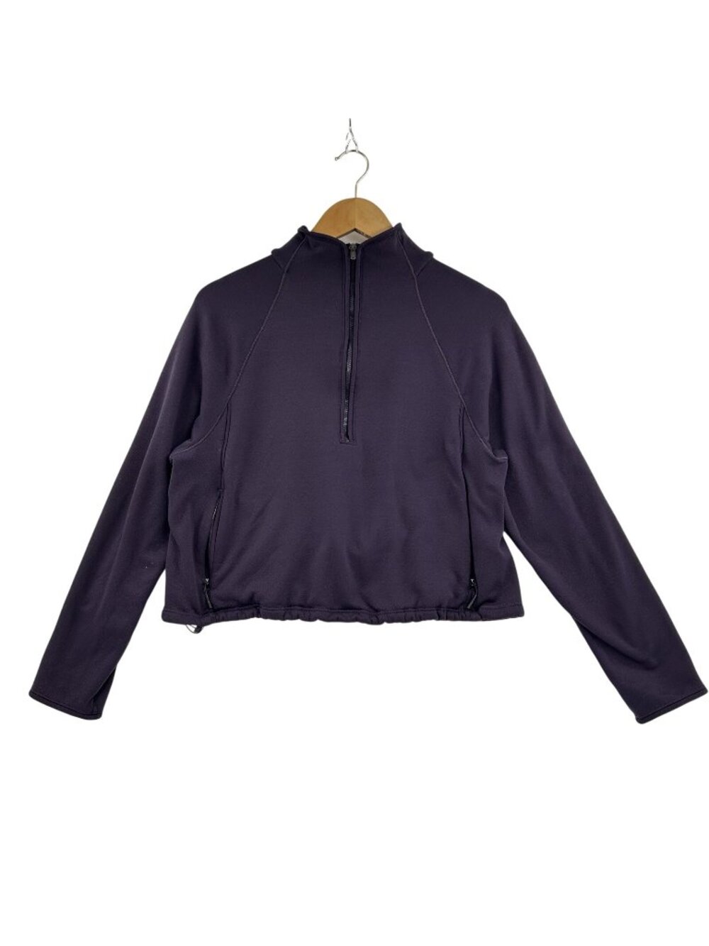 Athleta Half Zip Pullover Sweatshirt Cropped Women Small Purple Stretch Athletic